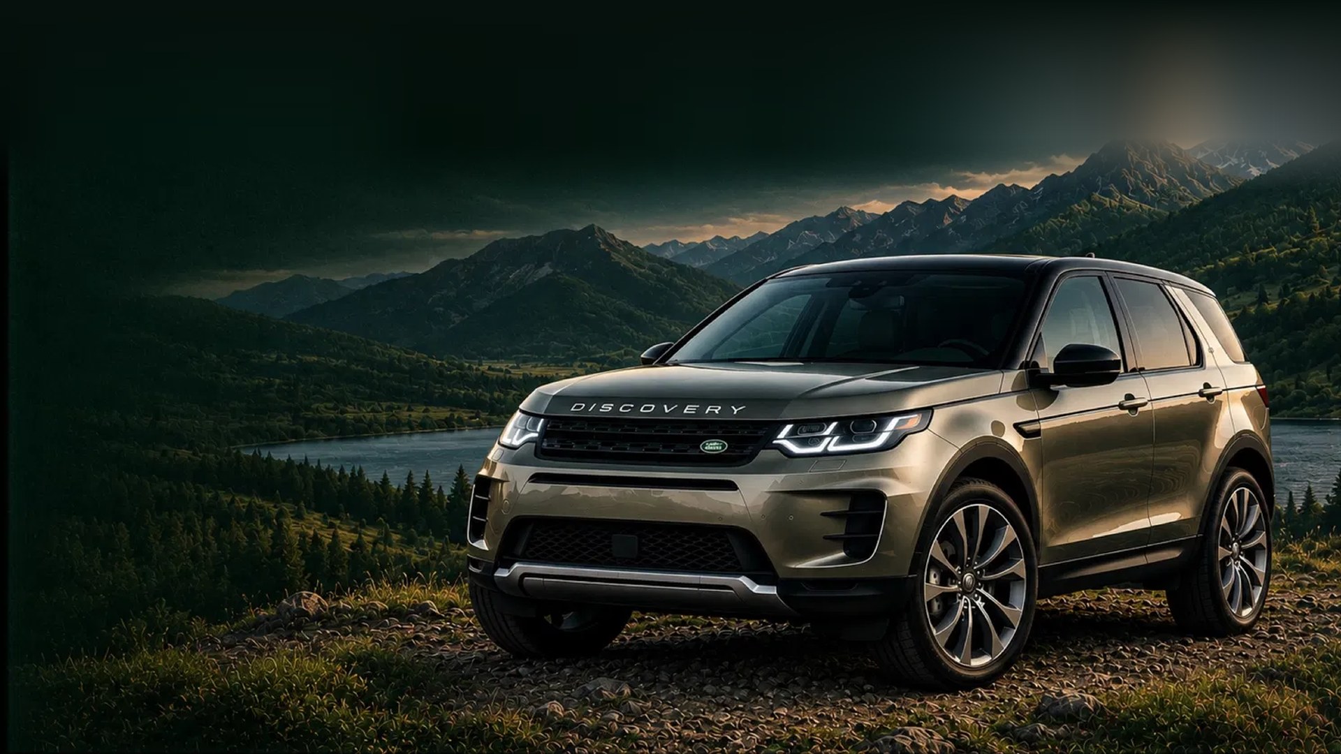 Land Rover Discovery Sport на гірській дорозі біля озера