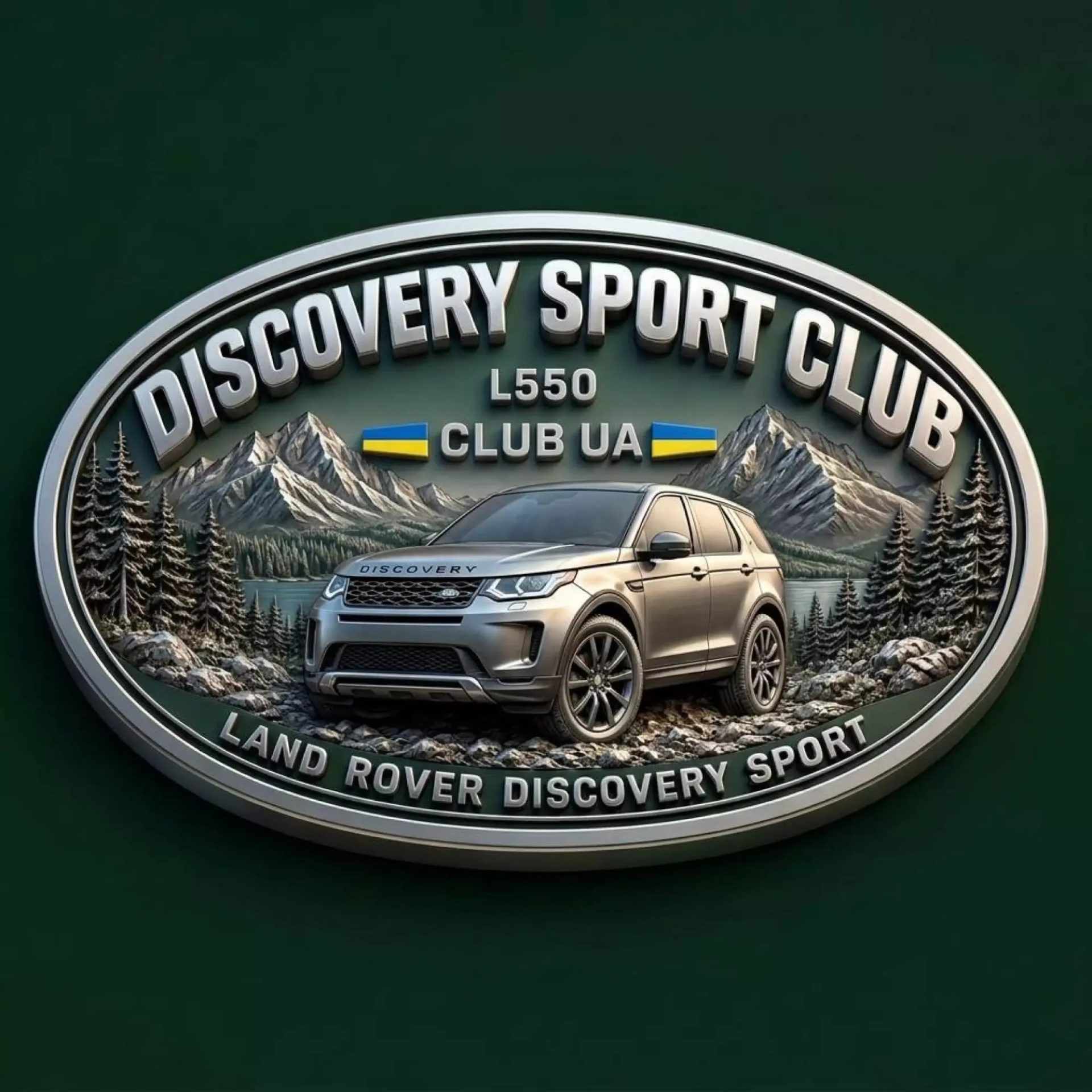 Емблема Discovery Sport Club UA: Discovery Sport L550 на тлі гір